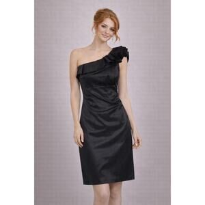 May Queen Couture Black One Shoulder Cocktail Dress - Size 12